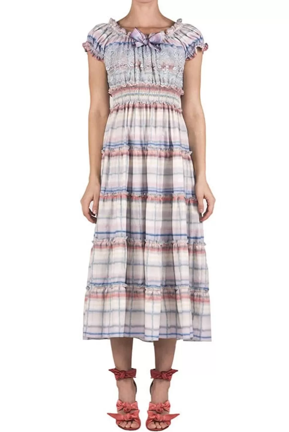 Dresses | Luisa Beccaria Cotton Color Melt Midi Dress With Lace
