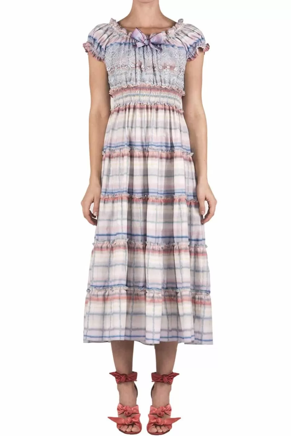 Dresses | Luisa Beccaria Cotton Color Melt Midi Dress With Lace