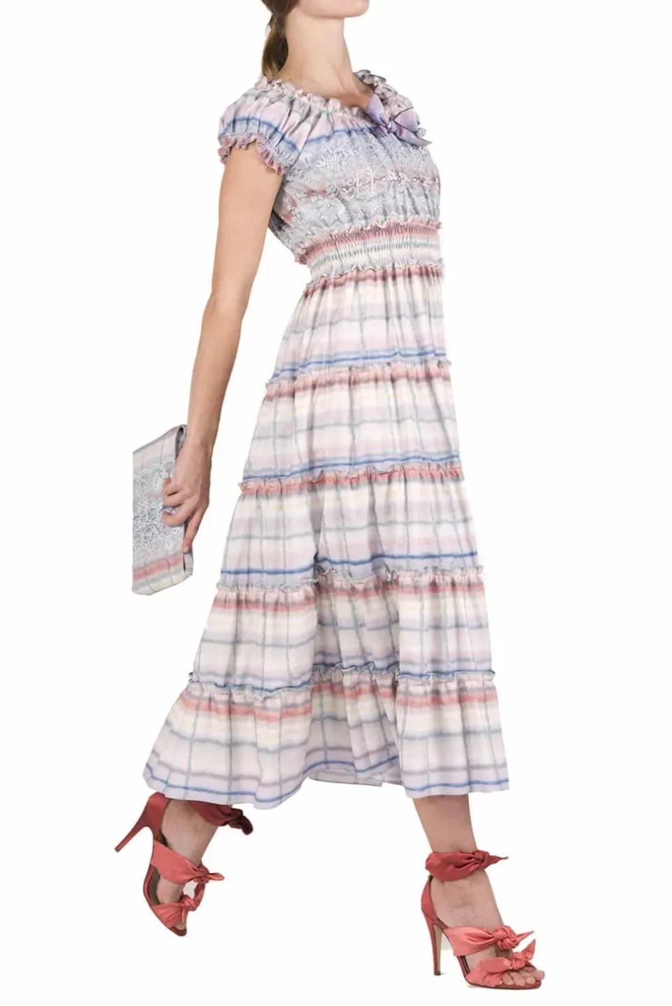 Dresses | Luisa Beccaria Cotton Color Melt Midi Dress With Lace