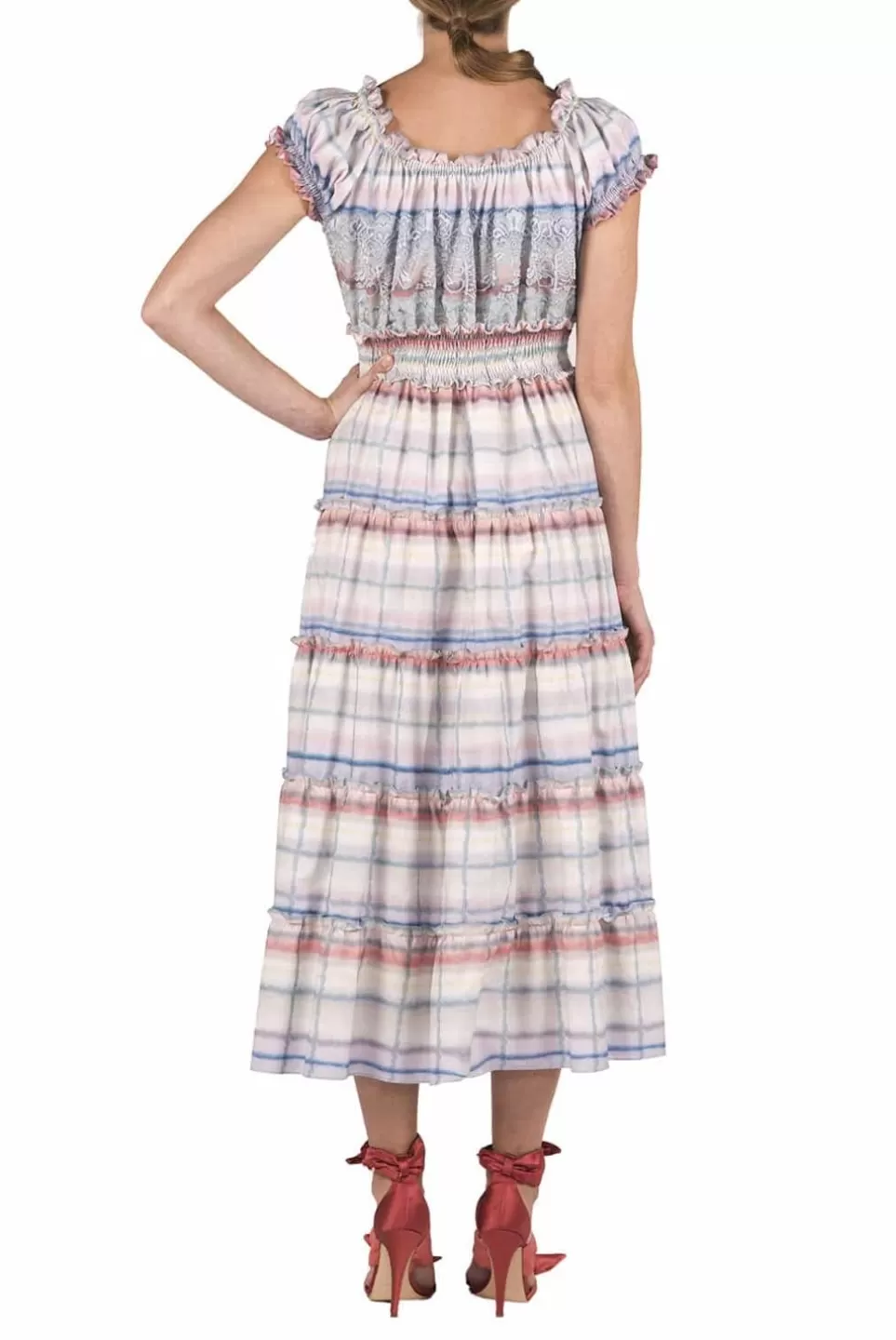 Dresses | Luisa Beccaria Cotton Color Melt Midi Dress With Lace