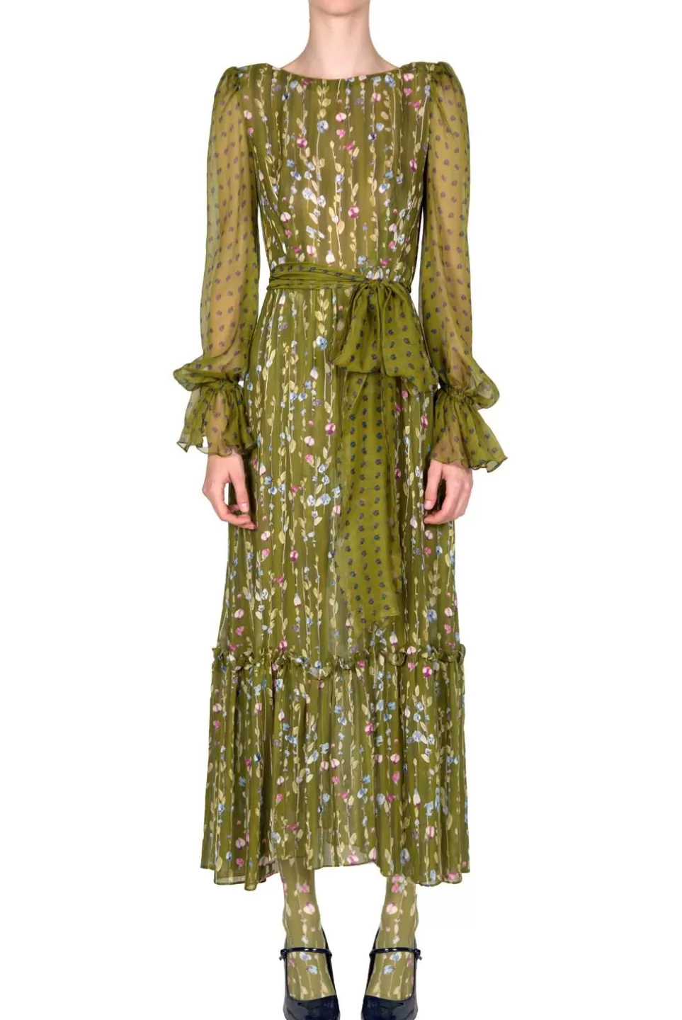 Dresses | Luisa Beccaria Flower Garland Printed Georgette Dress
