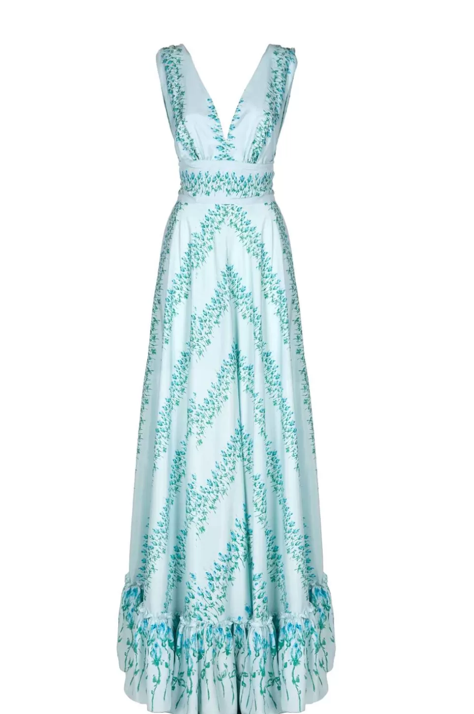 Dresses | Luisa Beccaria Flowery Striped Empire Waist Silk Maxi Dress