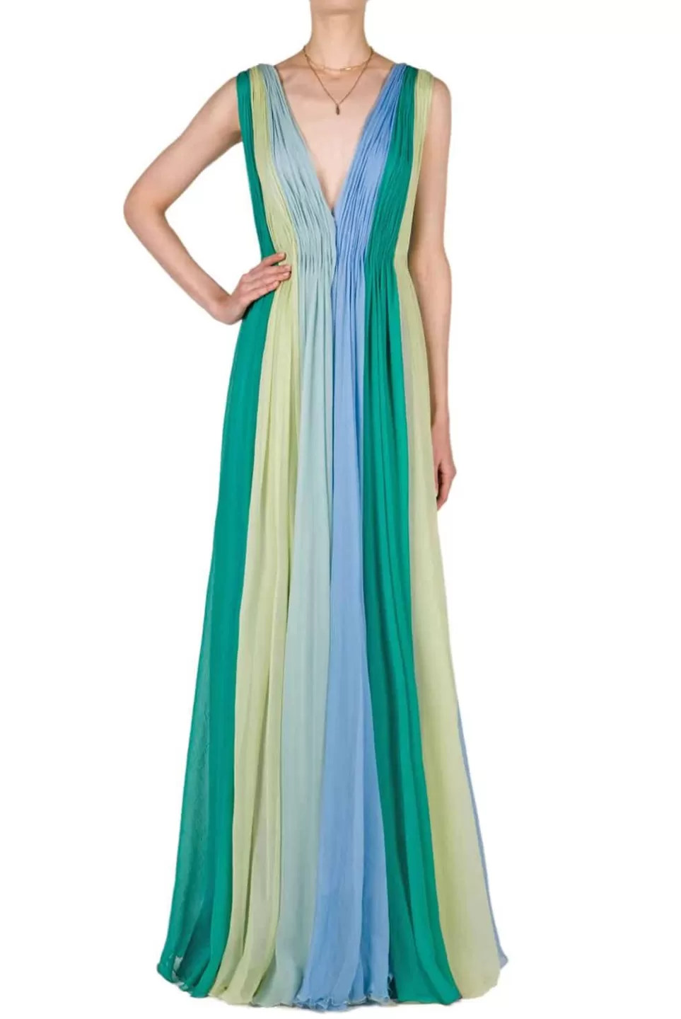 Dresses | Luisa Beccaria Multi Color Chiffon Maxi Dress