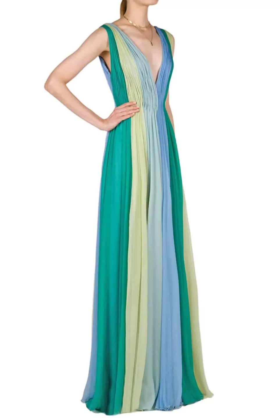 Dresses | Luisa Beccaria Multi Color Chiffon Maxi Dress