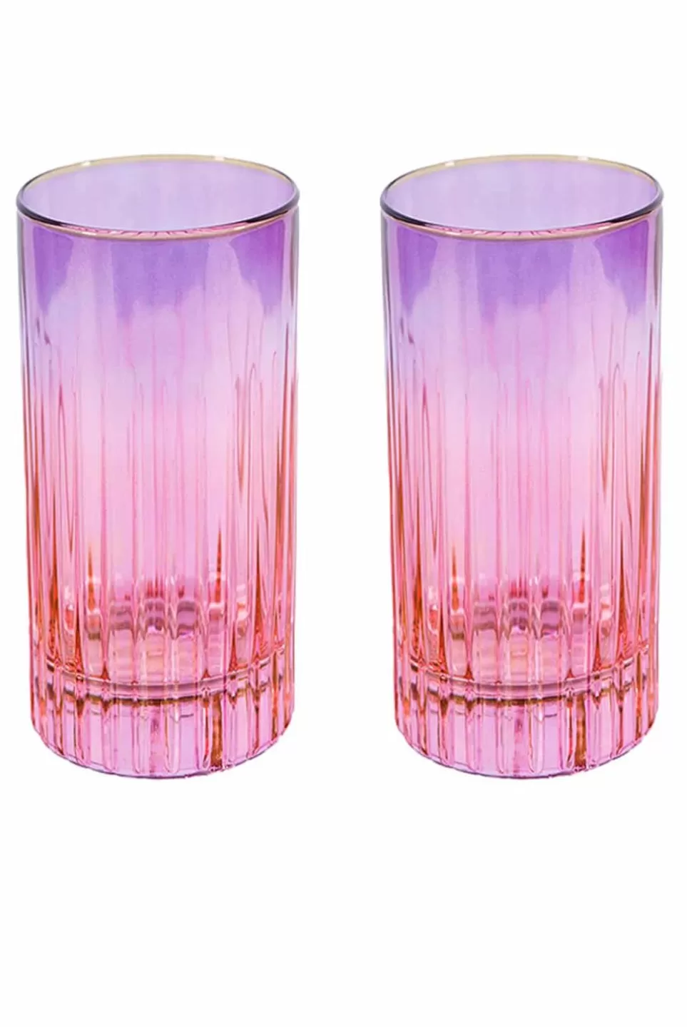 Tumblers | Luisa Beccaria Shade Pink To Purple Set Of Two Large Tumbler Glass