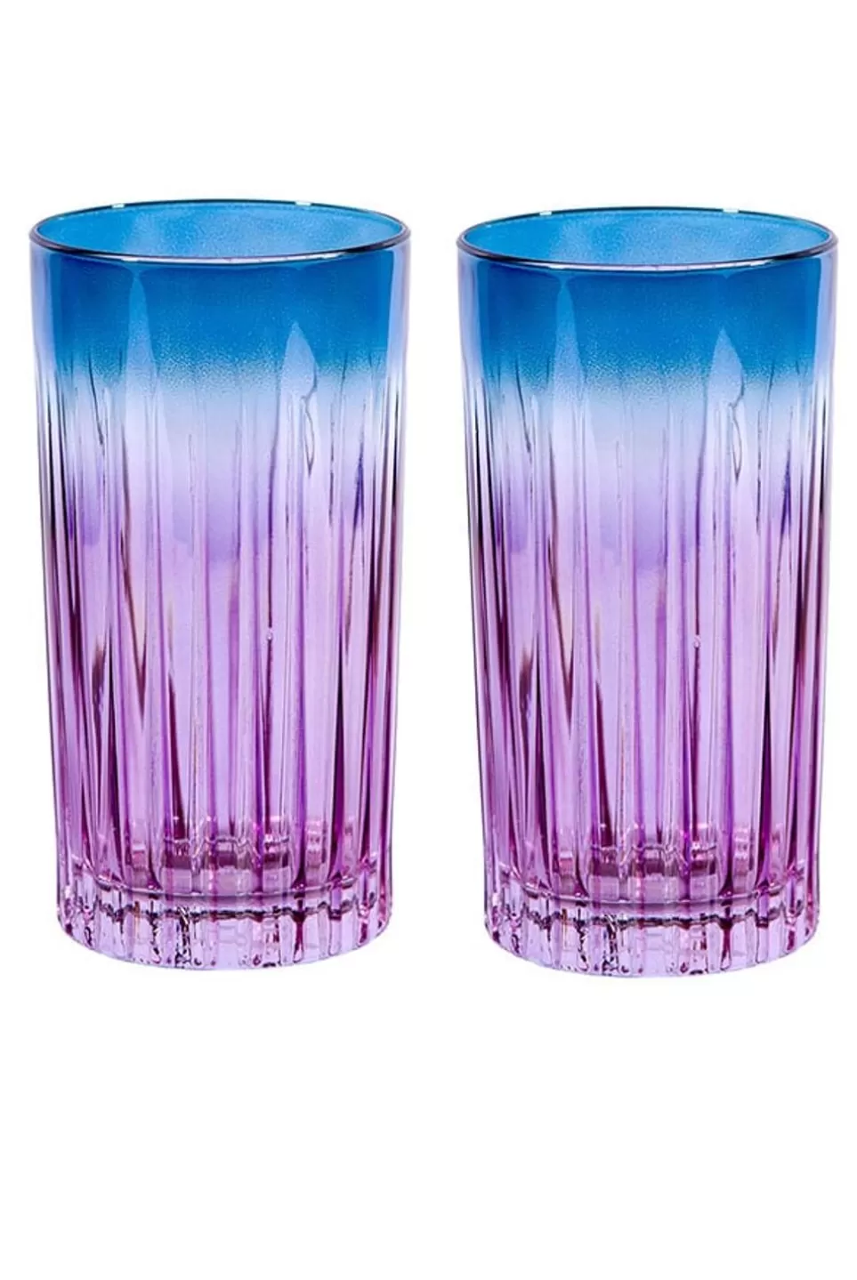 Tumblers | Luisa Beccaria Shade Purple To Blue Set Of Two Large Tumbler Glass