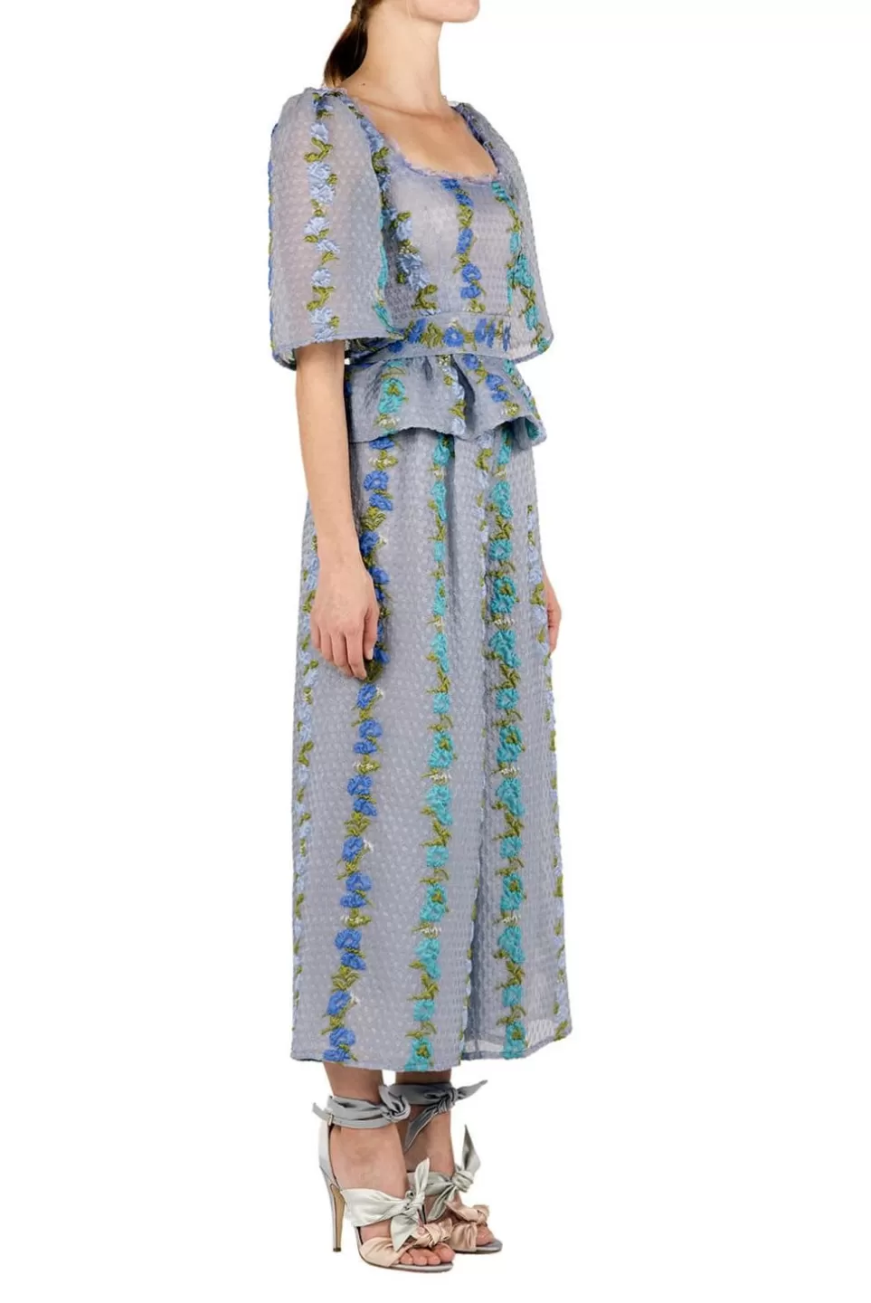 Trousers & Shorts | Luisa Beccaria Striped Floral Fil Coupe Organza High Rise Pants