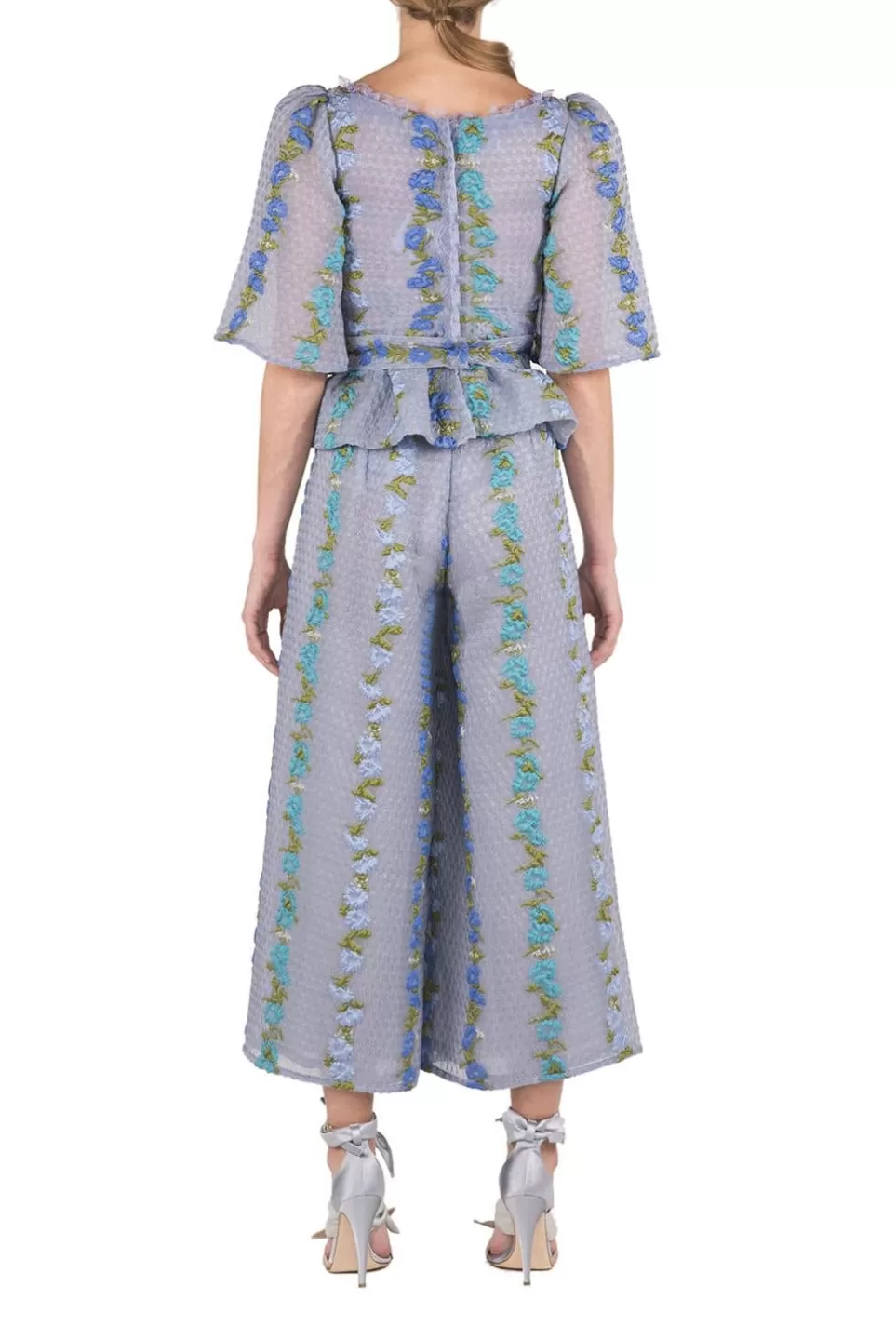 Trousers & Shorts | Luisa Beccaria Striped Floral Fil Coupe Organza High Rise Pants