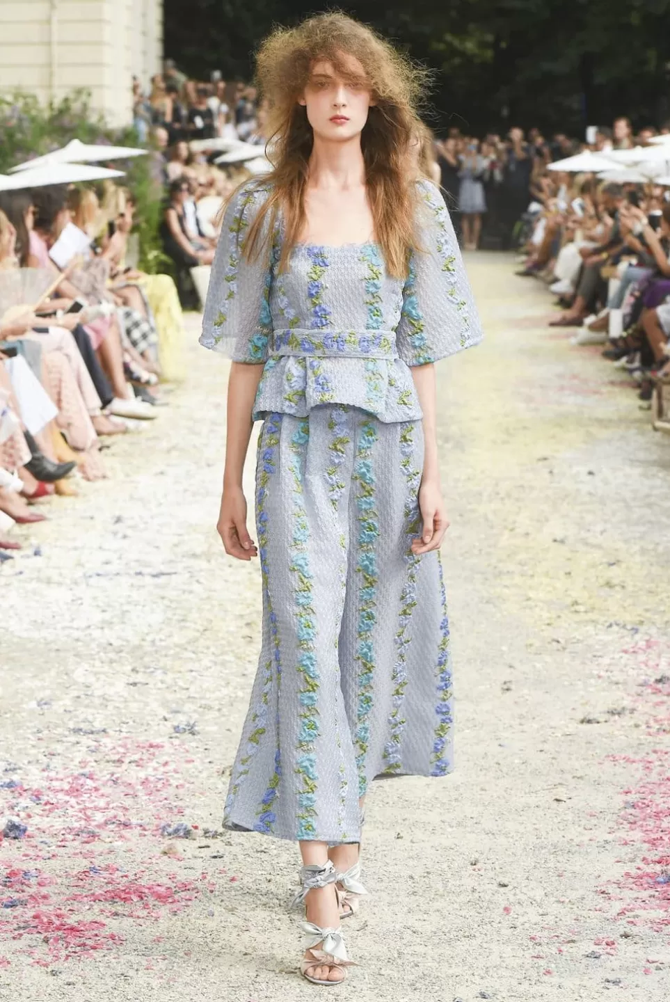 Trousers & Shorts | Luisa Beccaria Striped Floral Fil Coupe Organza High Rise Pants