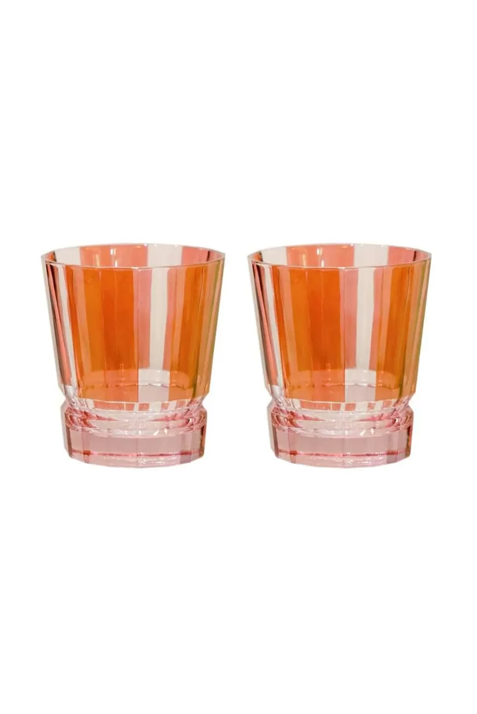 Tumblers | Luisa Beccaria Striped Pink To Red Set Of Two Small Duccio Tumbler With Base