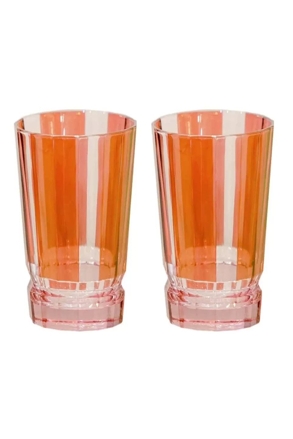 Tumblers | Luisa Beccaria Striped Red Set Of Two Large Duccio Tumbler With Pink Base