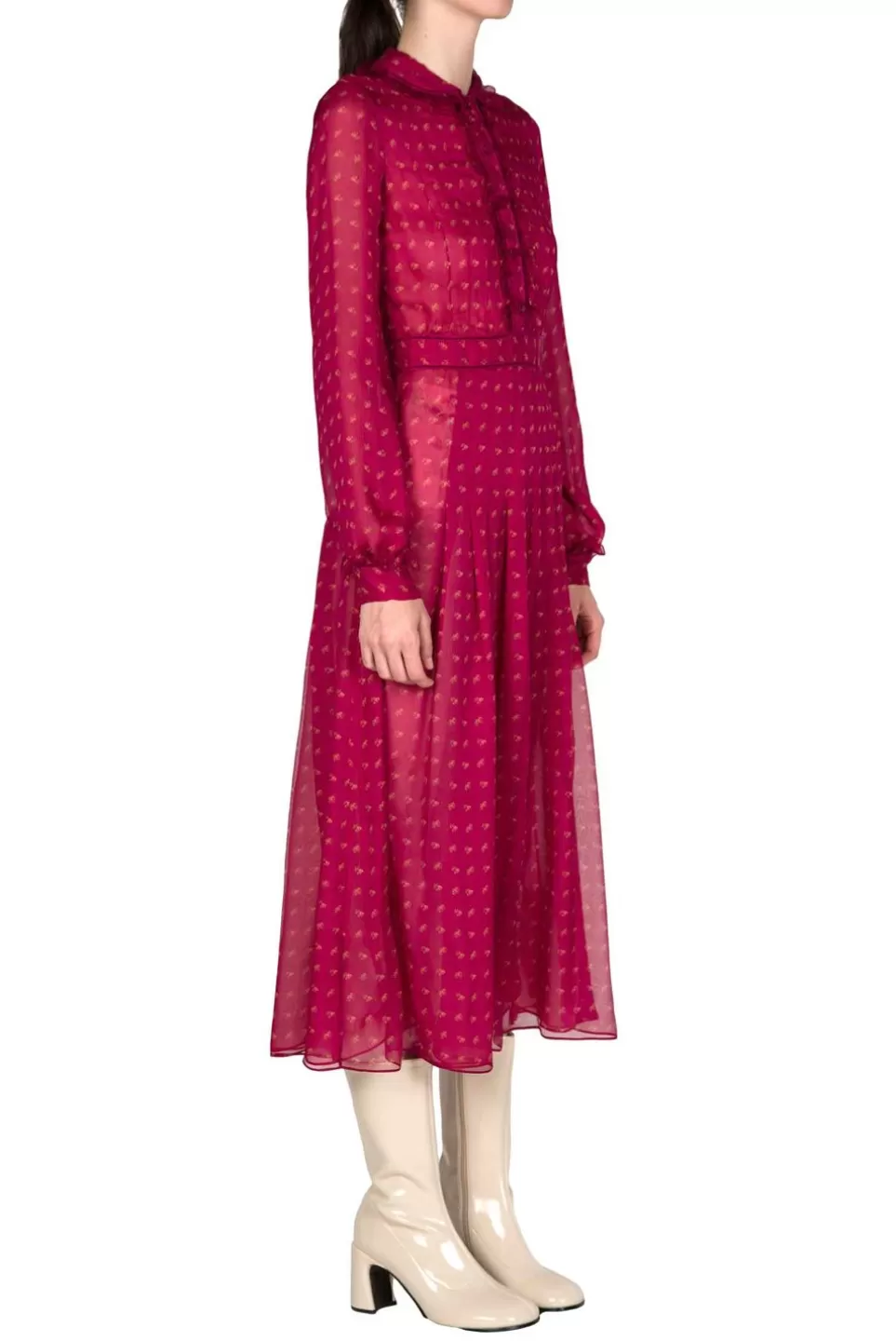 Dresses | Luisa Beccaria Vintage Buds Chiffon Crepone Midi Dress