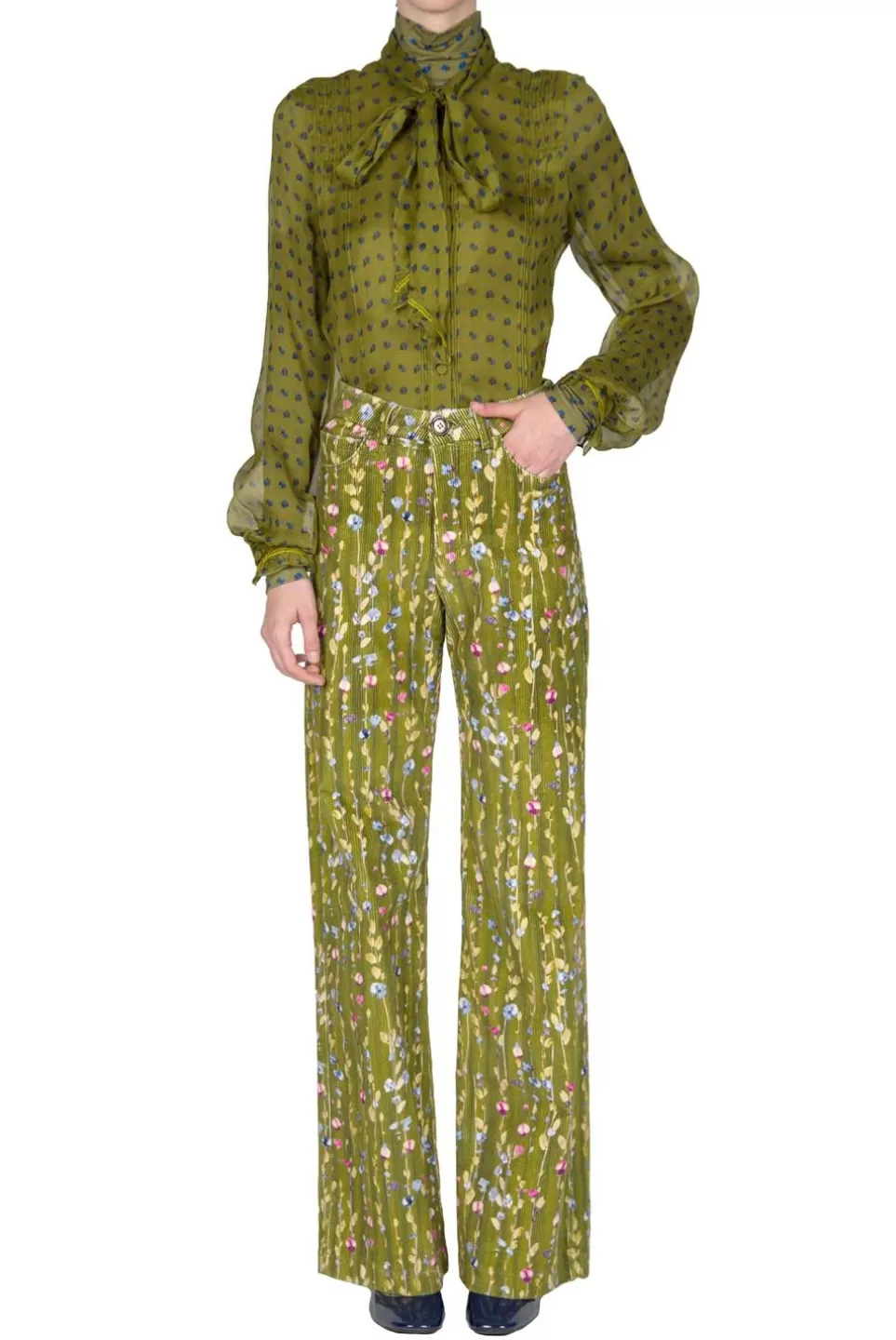 Tops & Blouses | Luisa Beccaria Vintage Buds Chiffon Creponne Shirt With Bow Detail