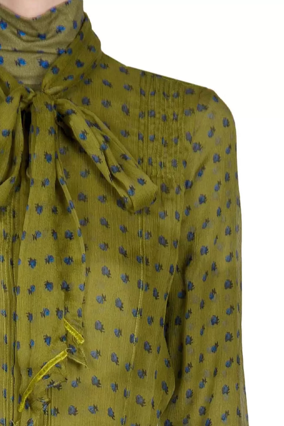 Tops & Blouses | Luisa Beccaria Vintage Buds Chiffon Creponne Shirt With Bow Detail