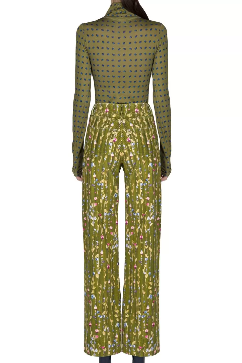 Tops & Blouses | Luisa Beccaria Vintage Buds Green Jersey Turtleneck