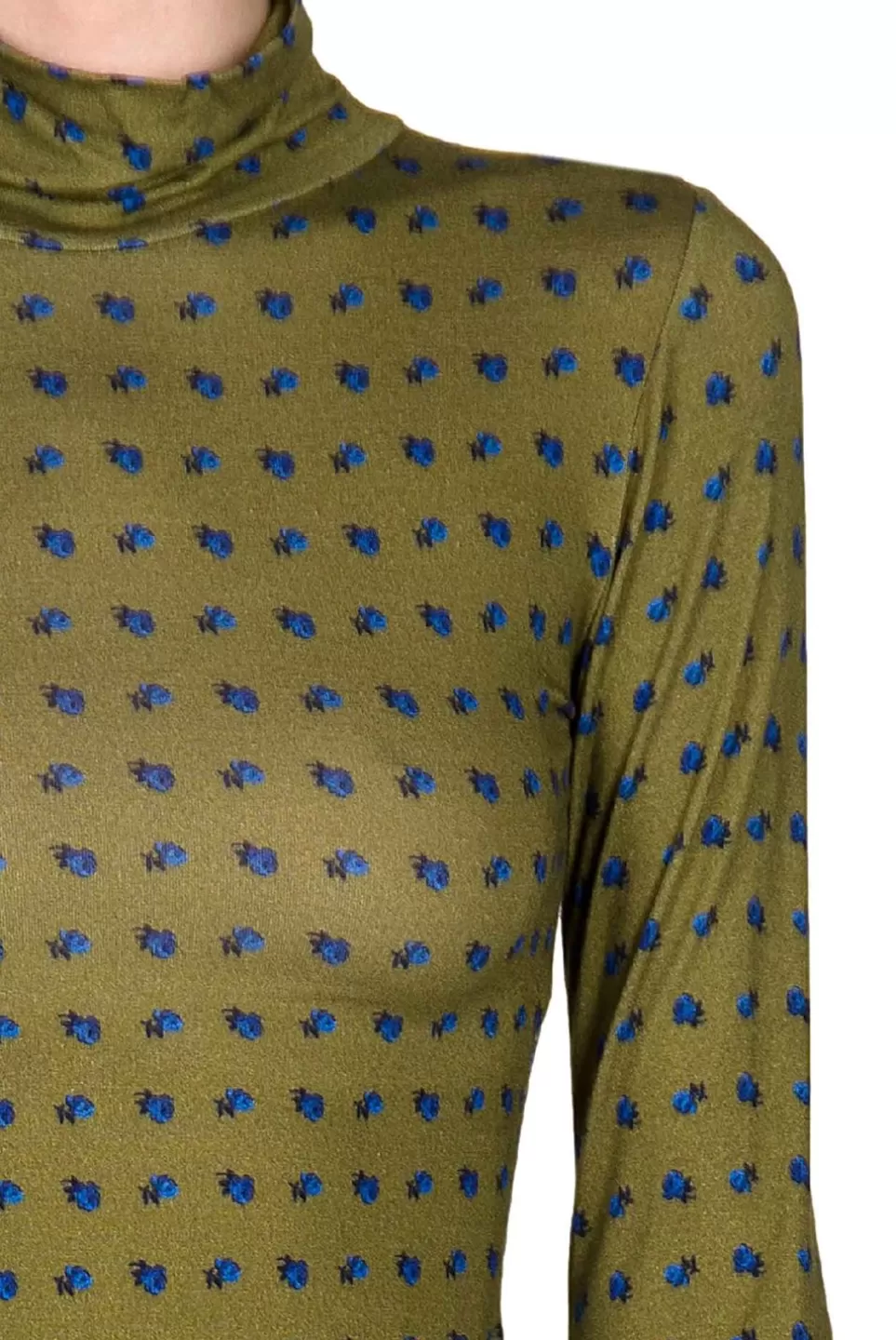 Tops & Blouses | Luisa Beccaria Vintage Buds Green Jersey Turtleneck