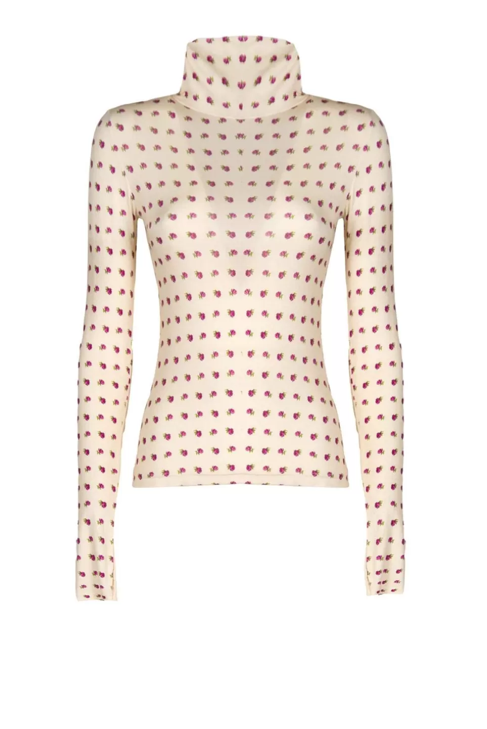 Tops & Blouses | Luisa Beccaria Vintage Buds Printed Beige Turtleneck