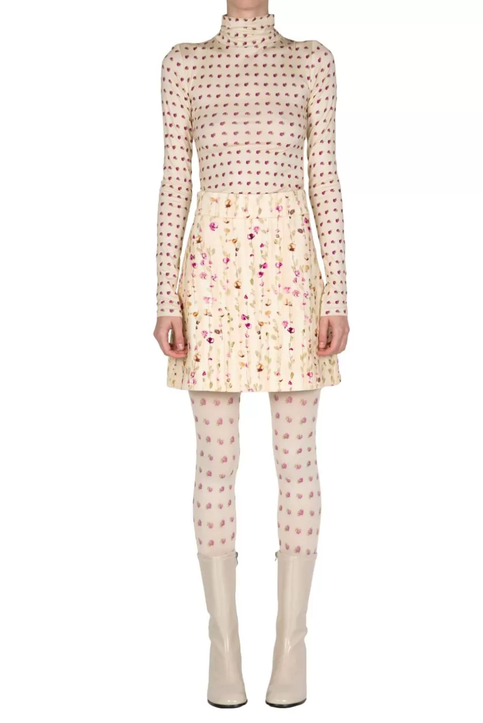 Tops & Blouses | Luisa Beccaria Vintage Buds Printed Beige Turtleneck