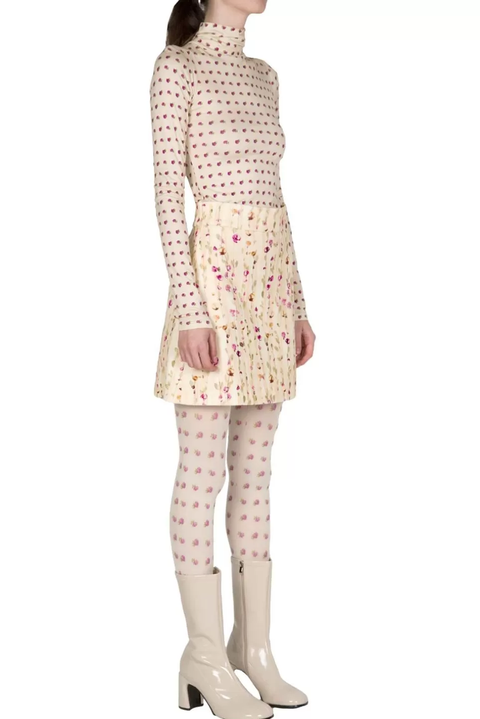 Tops & Blouses | Luisa Beccaria Vintage Buds Printed Beige Turtleneck