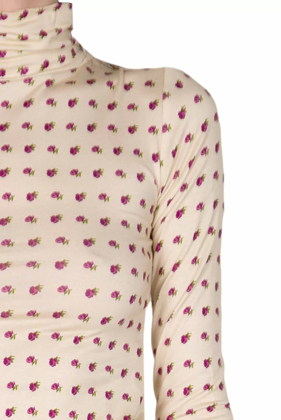 Tops & Blouses | Luisa Beccaria Vintage Buds Printed Beige Turtleneck