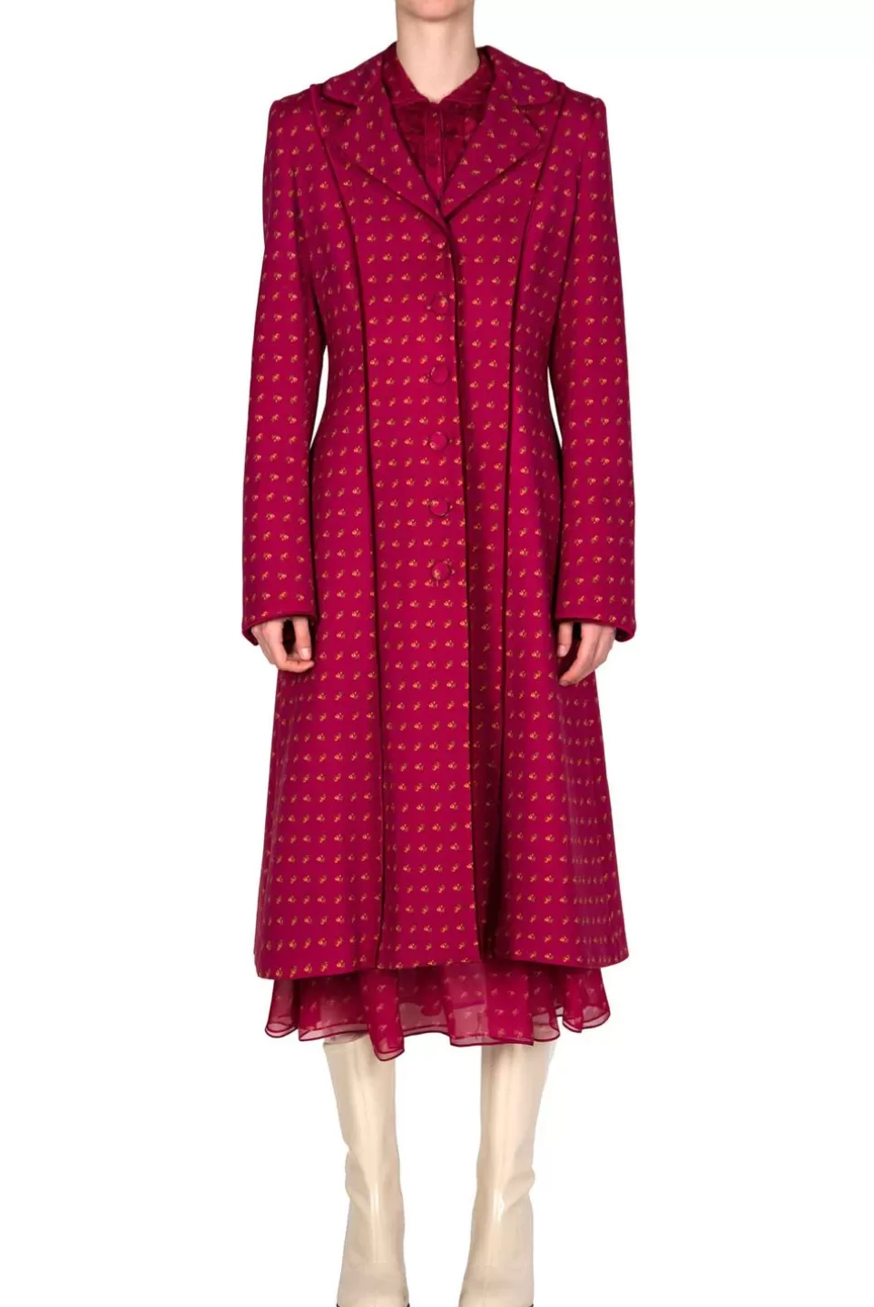 Jackets & Coats | Luisa Beccaria Vintage Buds Printed Long Wool Coat
