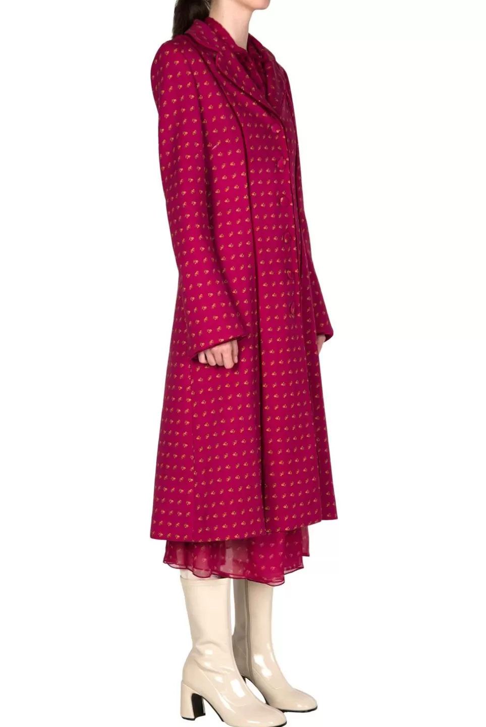 Jackets & Coats | Luisa Beccaria Vintage Buds Printed Long Wool Coat