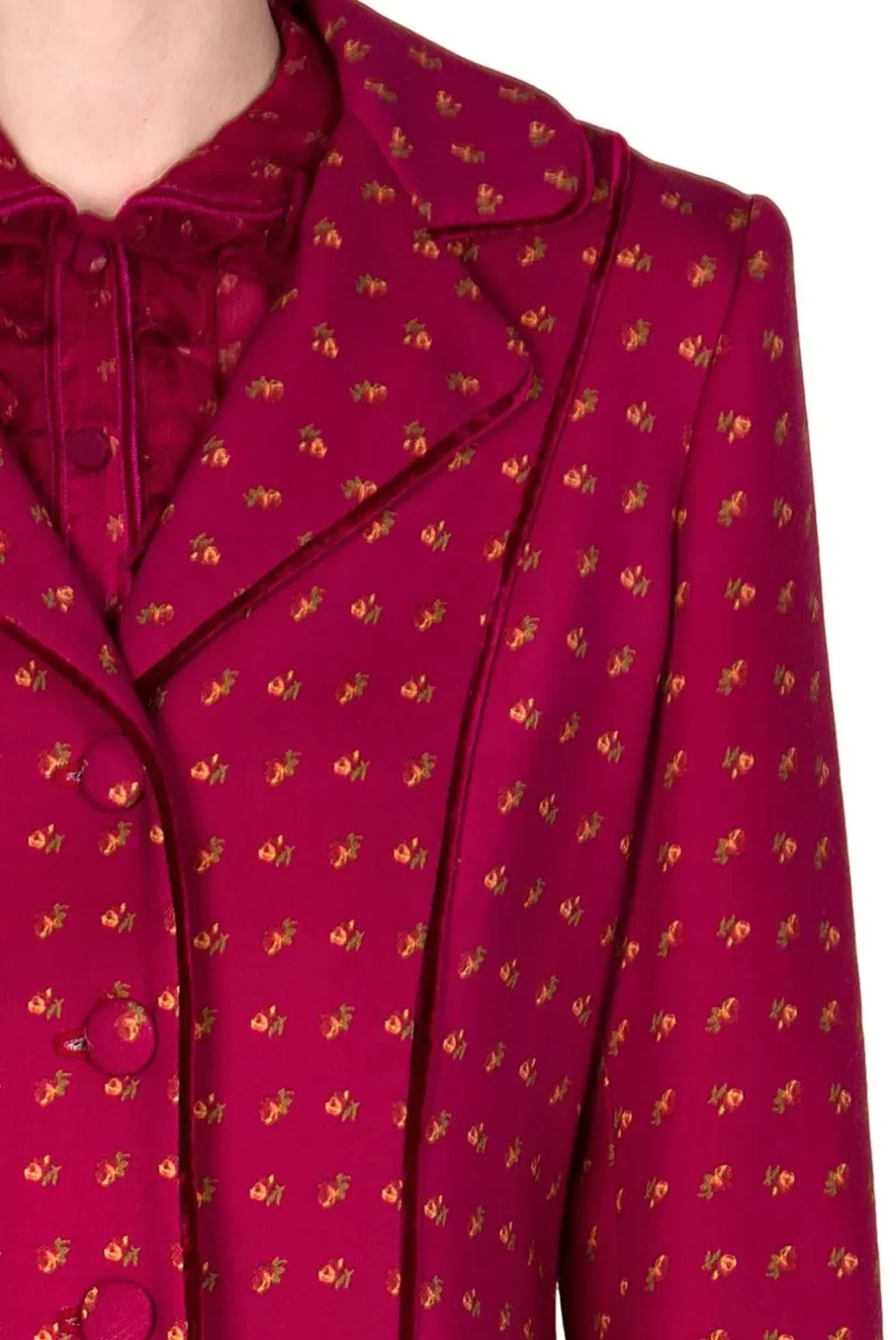 Jackets & Coats | Luisa Beccaria Vintage Buds Printed Long Wool Coat